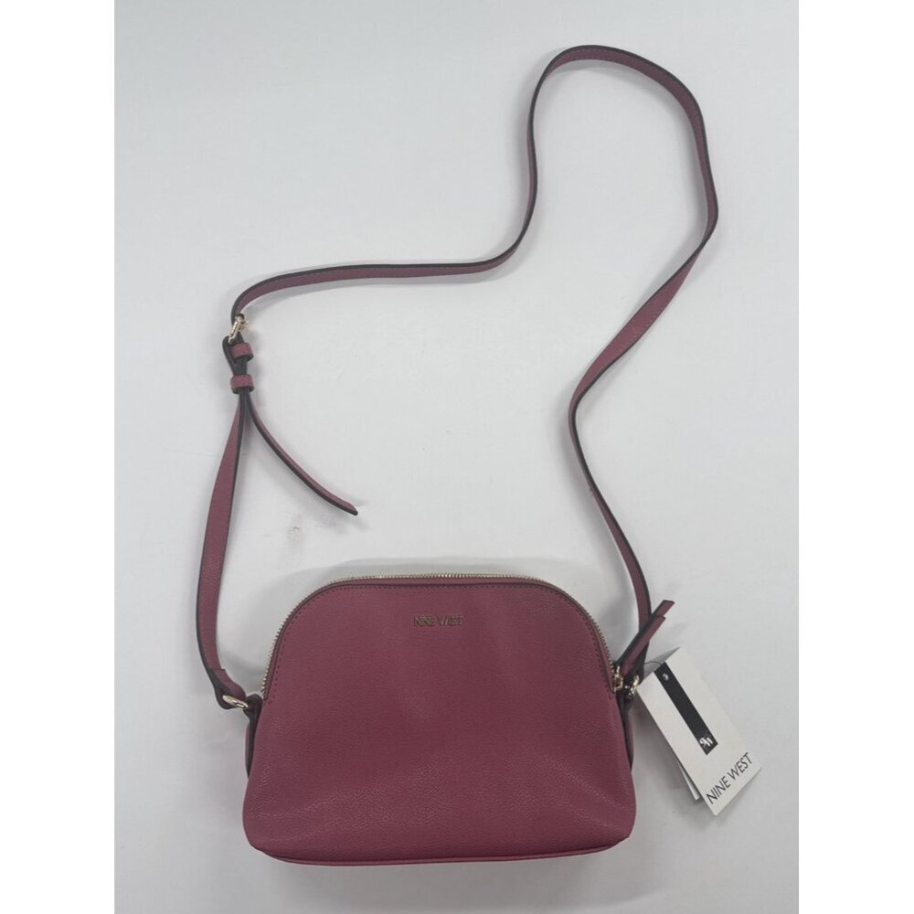Nine West Mini Cross Body Purse Handbag Pink Rouge Cyra Double Zip Pockets NEW